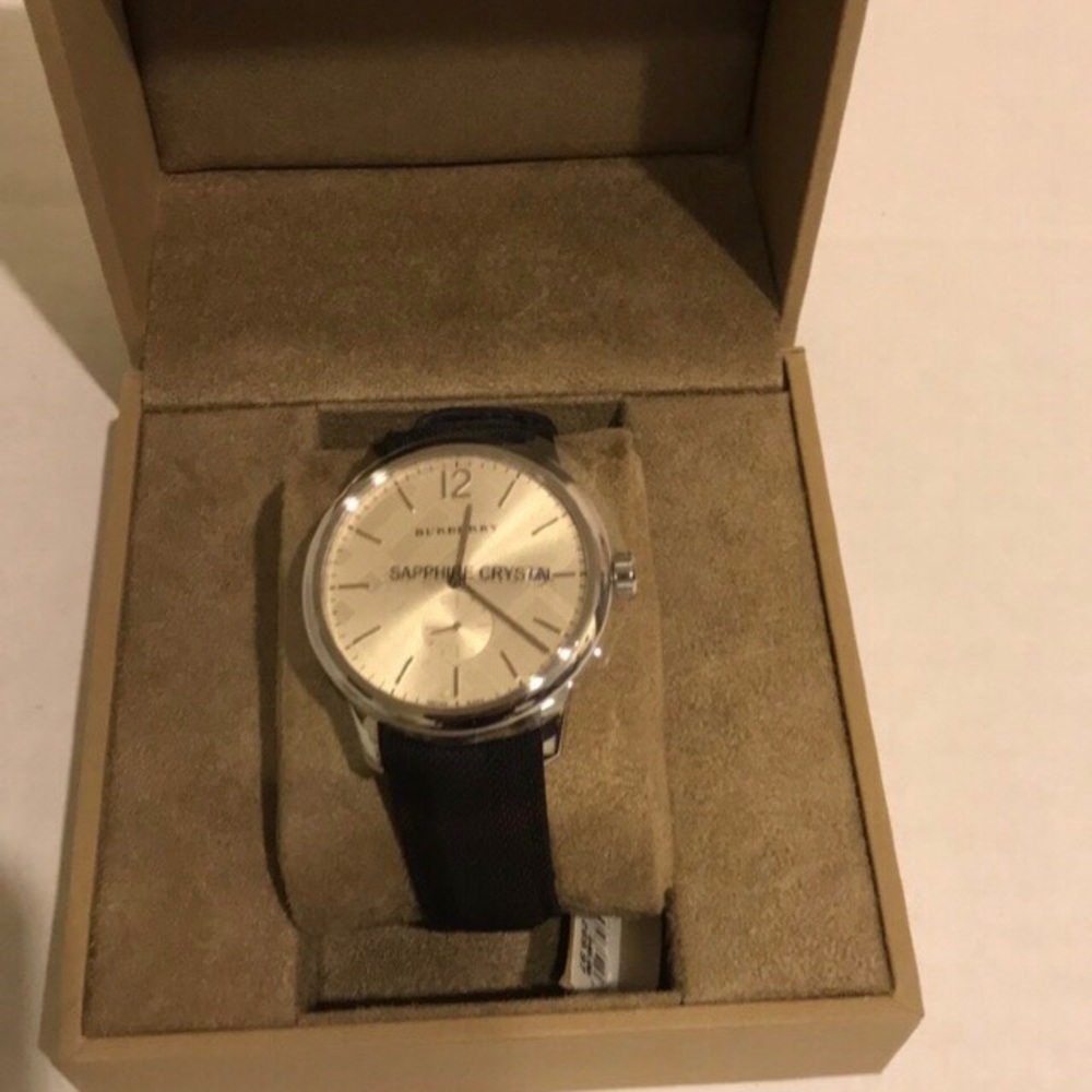 Men's BU10008 Check Stamped Round Dial Watch, 40mm